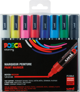 POSCA Acrylmarker Set Mittelfein / 8x PC-5M 1,8 - 2,5mm 