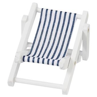 Deko-Liegestuhl ca. 10 cm weiß, blau/weiss Holz 