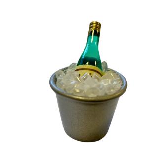 Sektkühler m. Flasche, ca. 3cm, silber/grün, Kunststoff 
