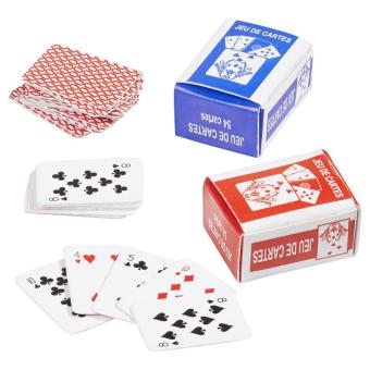 Spielkarten, 1,8 x 1,4 x 1cm, rot & blau, 2 Sets m. je 27 Karten 