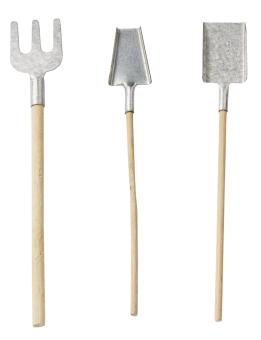 Werkzeug-Set, 3tlg., ca. 13cm natur/silber, Holz/Metall 