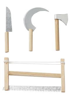 Werkzeug-Set ca. 5-8cm natur/silber, Holz/Metall 