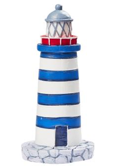 Leuchtturm, ca. 7,5cm, blau/weiss, Polyresin 