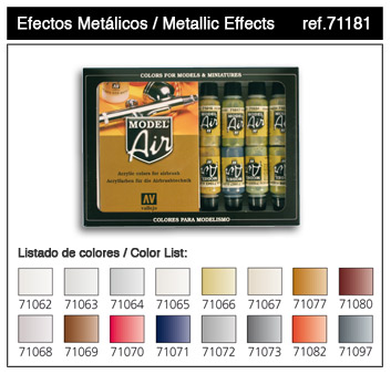 Vallejo ModelAir Farbset / Metallic/ Effekte Set 16 x 17ml 