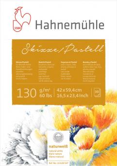 Skizze/Pastellblock, 130 g/m², naturweiß, 30 Blatt, DIN A5, 14,8 x 21cm 