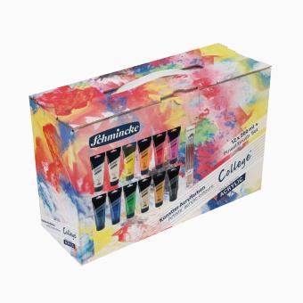 College Acrylic Kartonset 12 x 200ml+ Pinselset 